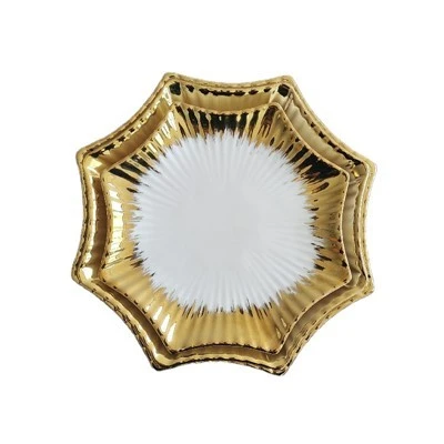 Gold Rim Octagonal Ceramic Plates factory